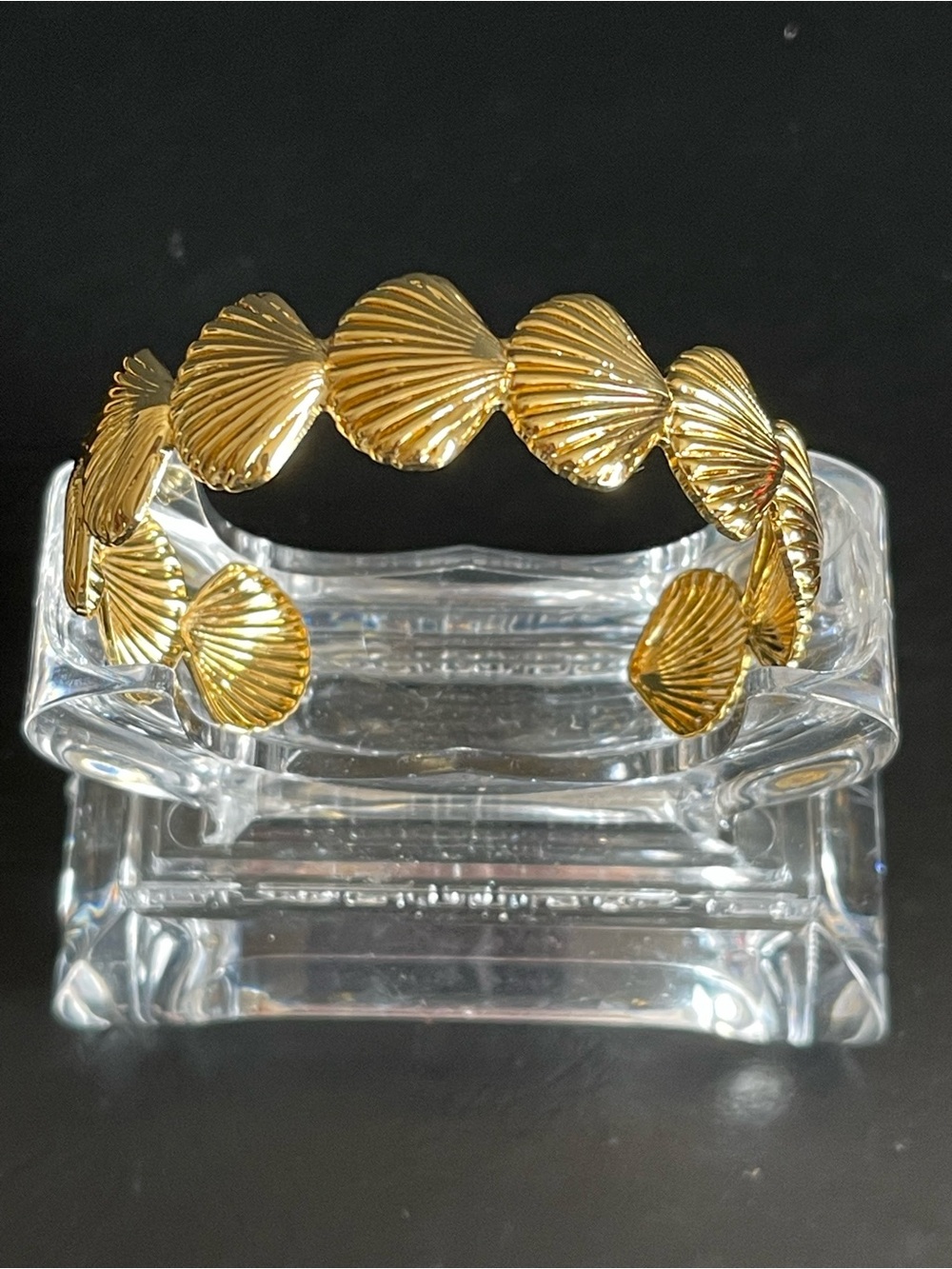 Gold Shell Motif Cuff Bracelet.